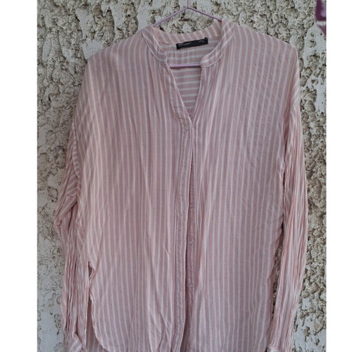 Crep pink striped long sleeve shirt size M like new