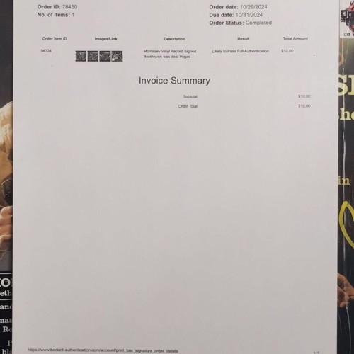 Morrissey Beethoven Was Deaf 2LP signed, like new