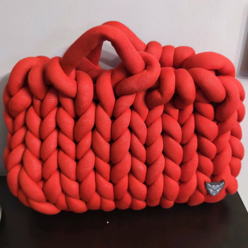 Marshmallow handmade bag red, large size, new