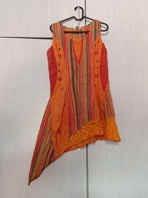 Boho dress like new, asymmetrical colorful cotton, size M