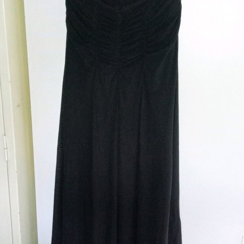 Wide black palazzo pants with ruched waist, size L