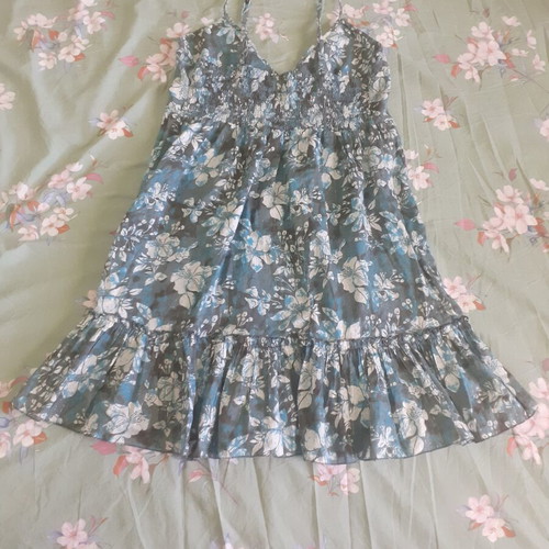 Soul Rebel summer dress size L, 100% cotton, white and blue