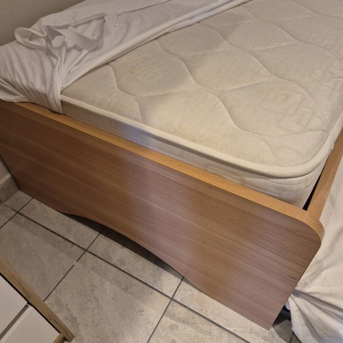 Teen double bed melamine with two mattresses, 1.70x0.90 m