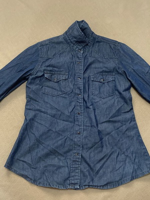 Girls Denim Button Up Like New Size S Blue