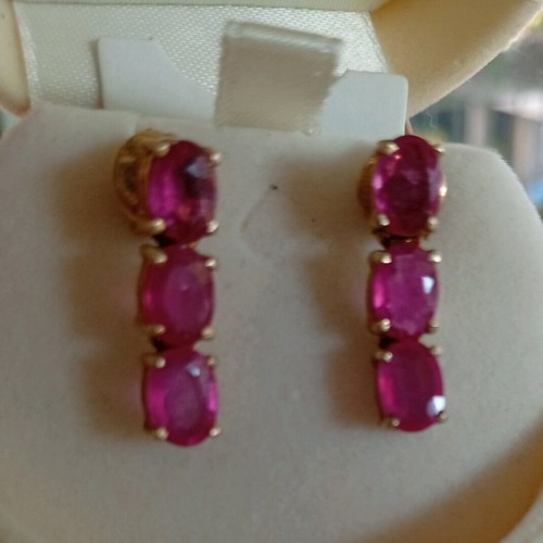 Riviera silver 925 gold-plated earrings with ruby root new