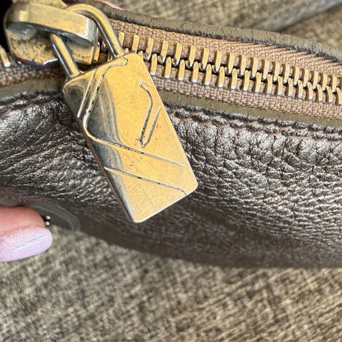 Furla leather shoulder bag like new, gold and silver