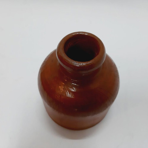 Vintage glazed pottery bottle 10 cm like new, rustic decor