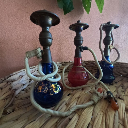 Decorative hookahs used with glass removable container, pack of 3