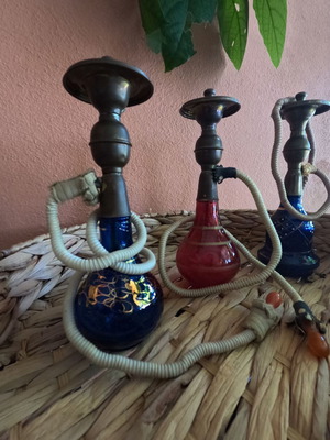 Decorative hookahs used with glass removable container, pack of 3