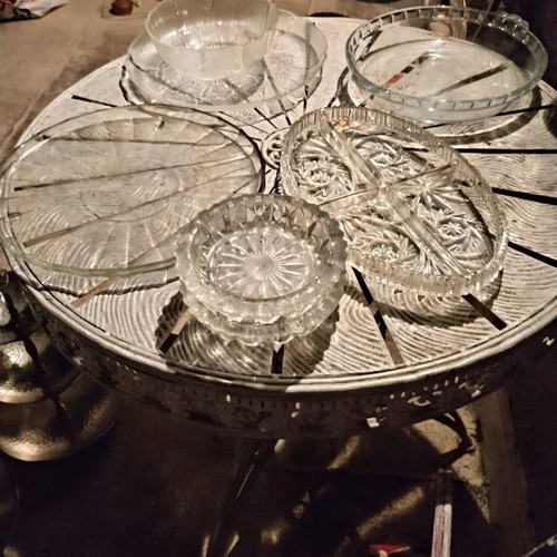 Vintage glass serving set of 7 pieces with authentic French Pyrex used
