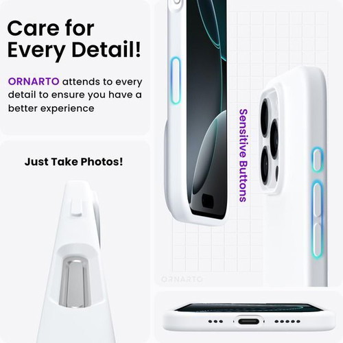 ORNARTO silicone case for iPhone 16 Pro, white