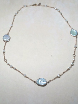 Κολιέ Gregio ασημένιο 925° επιχρυσωμένο με rose gold και μαργαριτάρια Μαγιόρκα μήκους 52cm νέο
