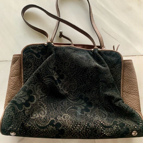Renaud Pellegrino Paris leather and suede brown handbag like new
