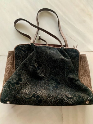Renaud Pellegrino Paris leather and suede brown handbag like new