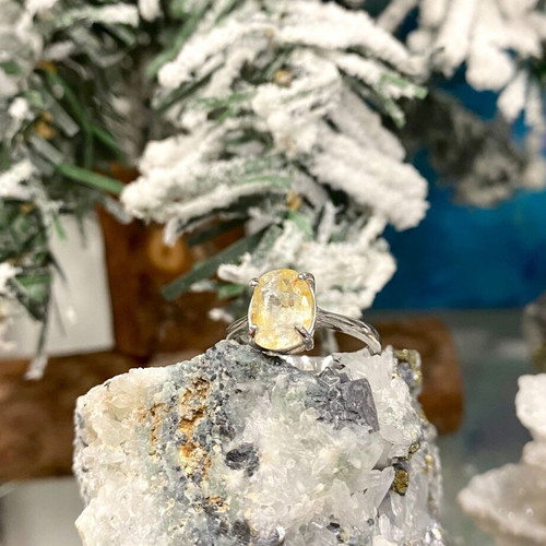Handmade silver ring with natural yellow sapphire, 925 silver