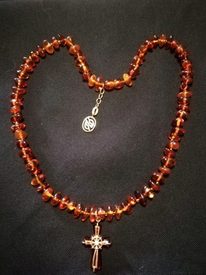 Baltic amber necklace used with 925 silver and zircon stone