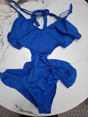 Ολόσωμο μαγιό Blu4u monokini μεταχειρισμένο, μέγεθος S, μπλε ρουά με βολάν
