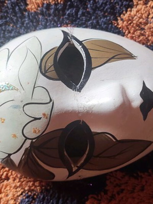 Small ceramic mask hand painted, refurbished