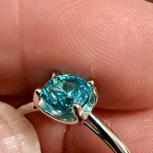 Canary Blue Solitaire Ring 925 Silver with Cubic Zirconia