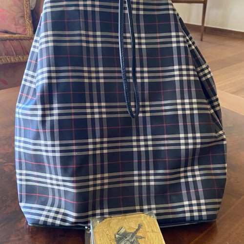 Burberry backpack used, polyester with leather accents