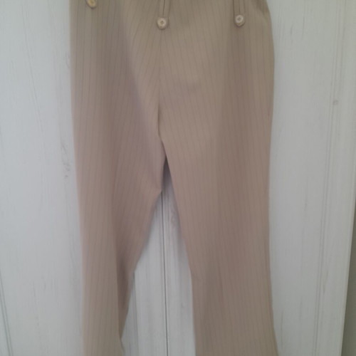 Fabric pants like new, straight cut, beige and blue, size S