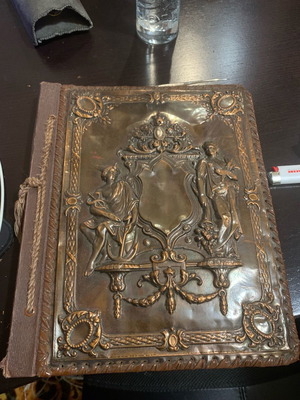 Collectible album 1890 for old photos and vintage postcards