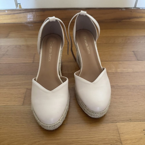 Carolina Santos Espadrilles Platform Sandals Size 39 New Cream