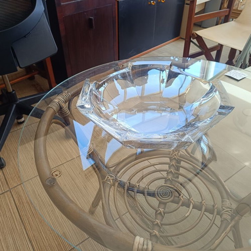 Large glass bowl fruit bowl, polygonal shape, clear thick glass