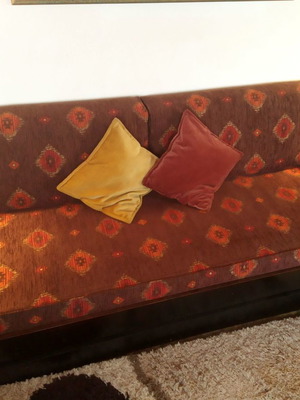 Set of Comfortable Three-Seater Sofa and Armchair Bordeaux