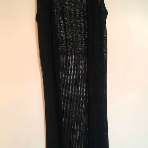 Attrattivo boho chic long knitted vest like new, black