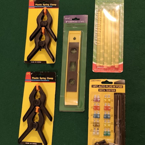 DIY & Repair Tool Set: Clamps, Torpedo Level, Silicone Sticks & Car Fuses
