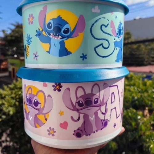 Stitch 2.5-liter airtight Tupperware canister, pink or blue