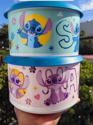 Stitch 2.5-liter airtight Tupperware canister, pink or blue