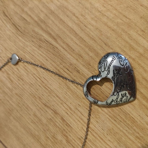 Guess Steel necklace new, silver stainless steel heart pendant