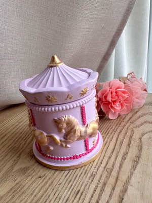 Χειροποίητο Καρουζέλ από Γύψο σε Ροζ και Χρυσές Αποχρώσεις Καινούργιο