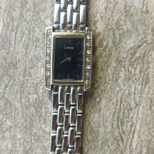 Lorus women's watch new with rectangular case and crystals