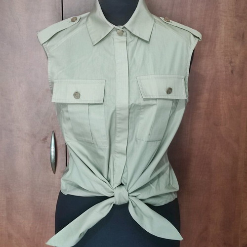 BSB Sleeveless Safari Shirt with Knot like new, beige