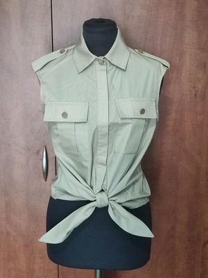 BSB Sleeveless Safari Shirt with Knot like new, beige