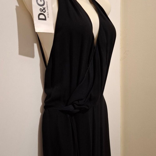 Vintage Dolce & Gabbana D&G Black Halter Neck Maxi Dress 2XL New