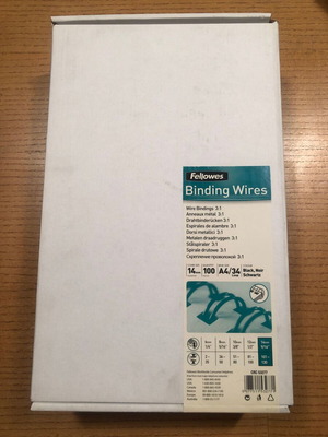 Metal binding spiral 14mm Fellowes, pack of 100, black
