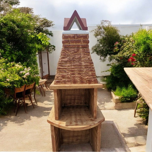 Lora Garden Concrete Outdoor Barbecue Beige and Brown