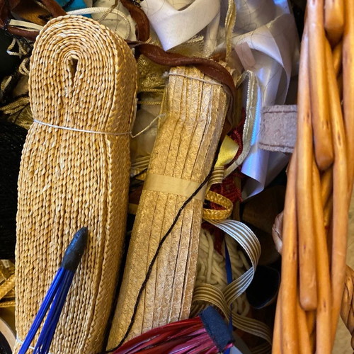 Basket with used sewing materials, Fortnum & Mason London