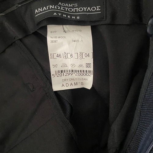 Men's suit wool summer dark blue size 46 with two blue ties like new