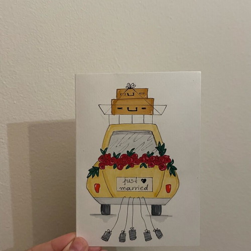 Greeting card new, hand-painted with envelope
