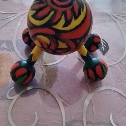 Wooden hand-painted massager