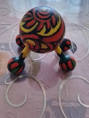 Wooden hand-painted massager