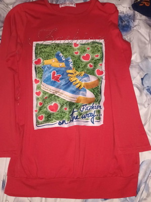 Blouse for 12 years with rhinestones red like new, size 152 cm
