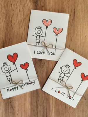 Handmade wishing cards with boys set of 3 like new