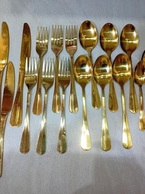 Gold Cutlery Set 24 Pieces New