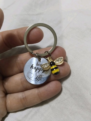 Μπρελόκ Bee Happy καινούργιο, ασημί, εμπνευσμένο δώρο για γυναίκες
